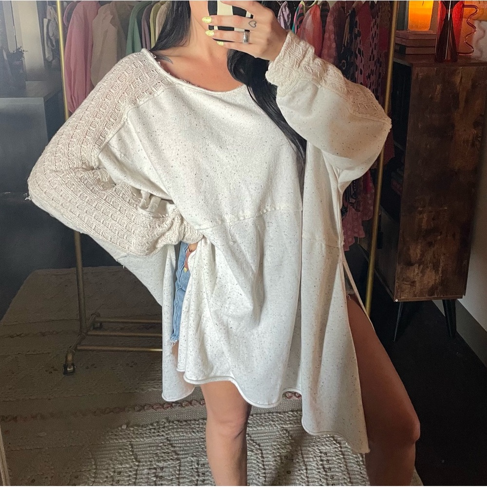 Free People Ivory Oversized Boho Tunic Pullover - Picture 8 of 13